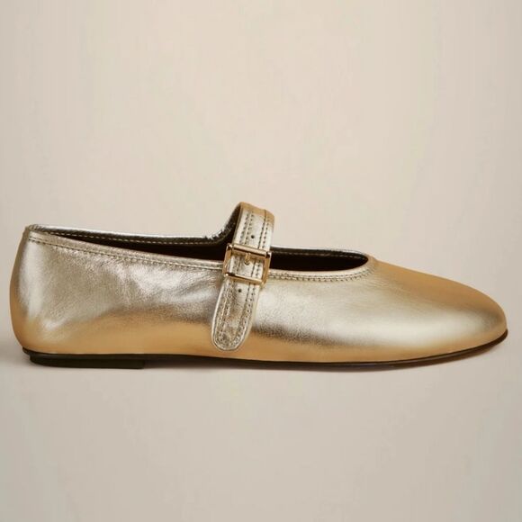 BRAND NEW STEVE MADDEN BALLET WITH STRAP CHIC GOLD MARY JANE - Picture 4 of 14